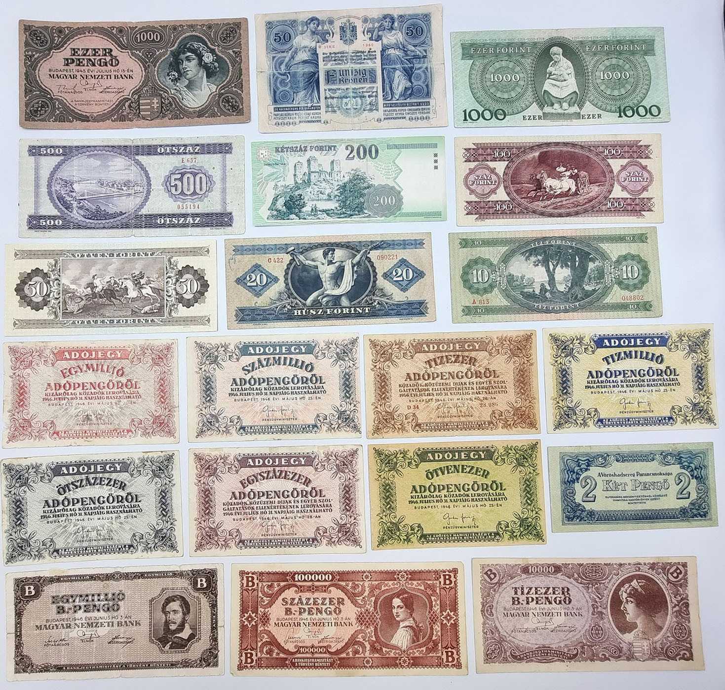 Węgry, banknoty, zestaw 37 sztuk